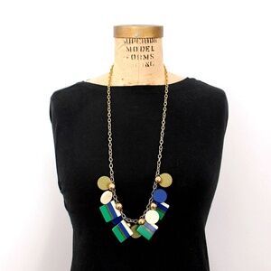 Kate Spade New York chain necklace collier green gold blue white lucite acrylic